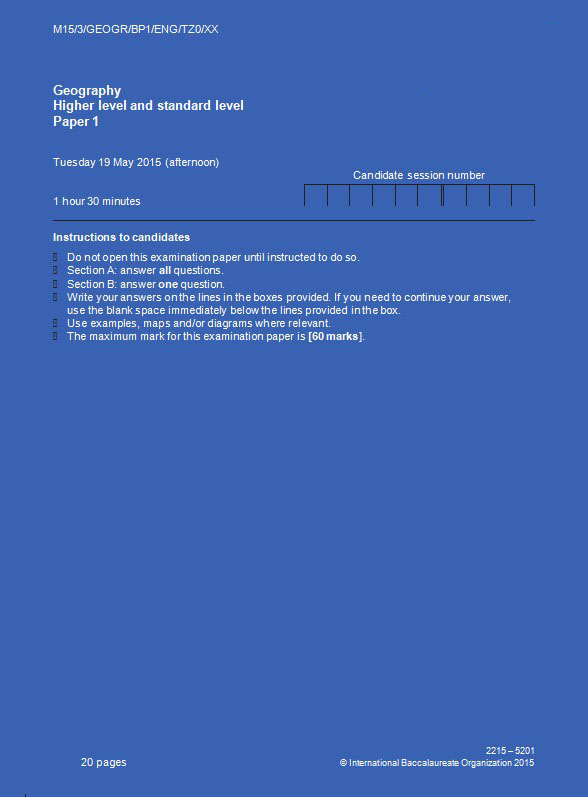 2015年IB课程Geography Standard Level真题
